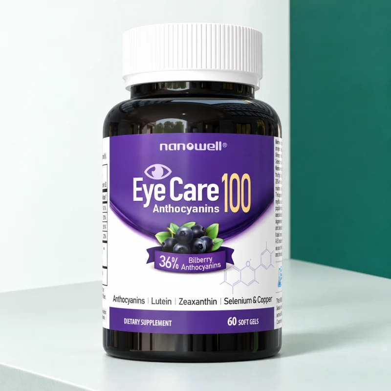 NANOWELL EyeCare Anthocyanins 100 con luteína, zeaxantina y arándano, 60 cápsulas